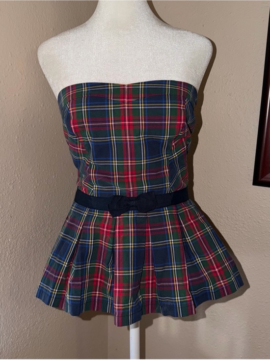 Abercrombie & Fitch Tops - Vintage Y2K Abercrombie & Fitch 2000s Plaid Strapless Babydoll Bow Tube Top